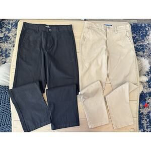Lot Of 2 Mens Dress Pants Slacks MENS Size 30/32, 30/30 Black And Khaki